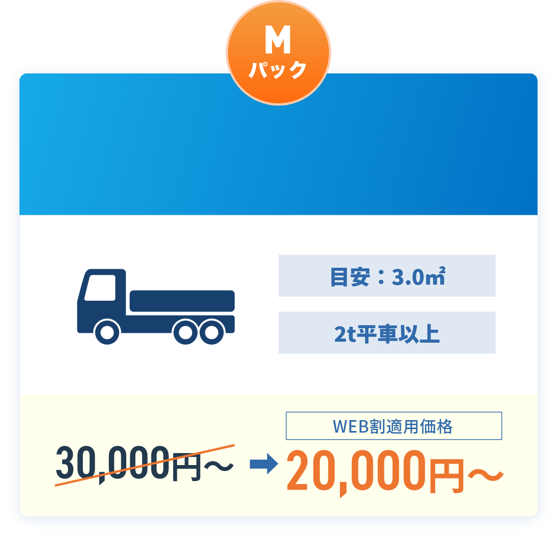 Mパック,目安3.0㎡,2t平車以上,WEB割適用価格20,000円~